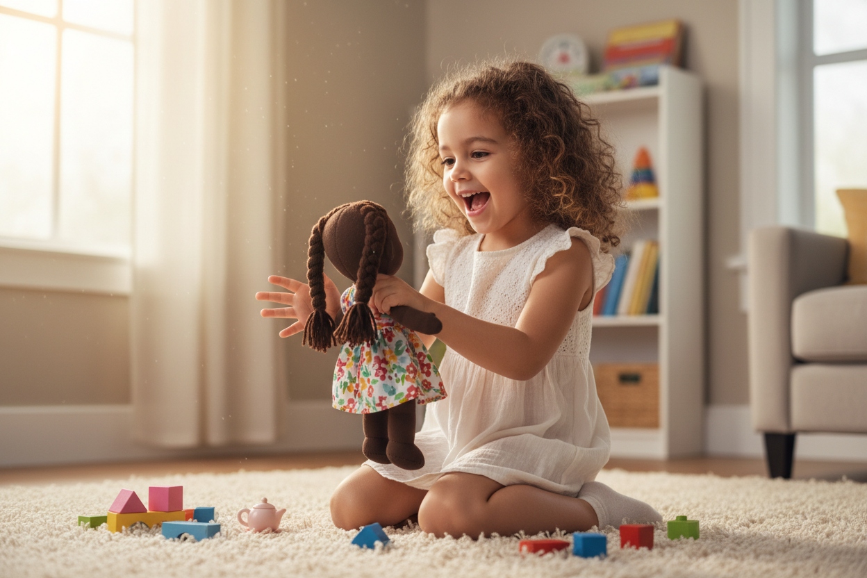 select one black dess dole from media and convet play with girl